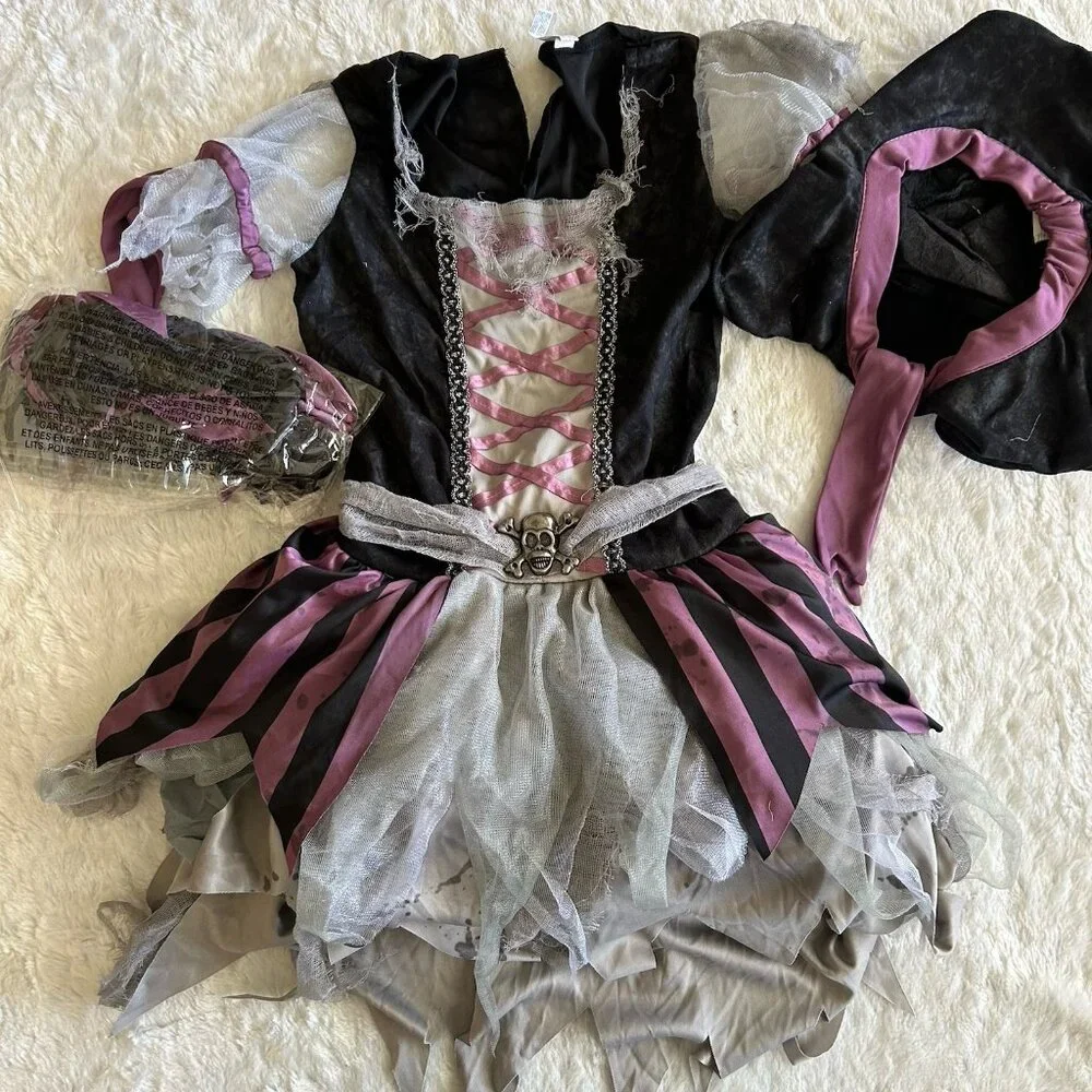 GIRLS PIRATE COSTUME WENCH CREW‎ SHIP DRESS UP HALLOWEEN KIDS CHILD LARGE